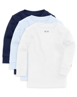 The Organic Long Sleeve Tee 3 Pack [White Light Blue Navy]