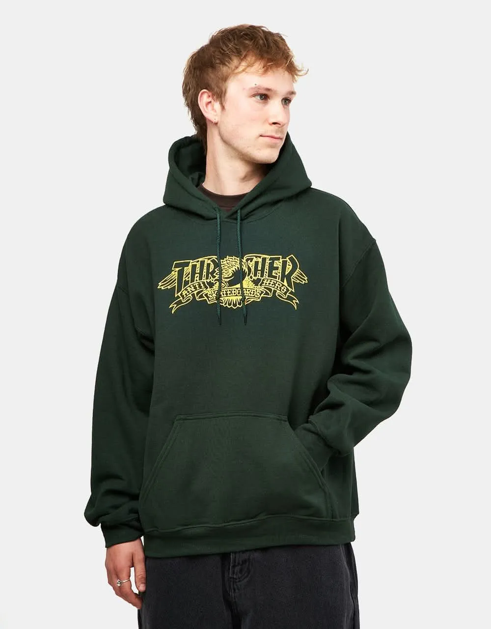 Thrasher x Anti Hero Mag Banner Pullover Hoodie - Forest Green