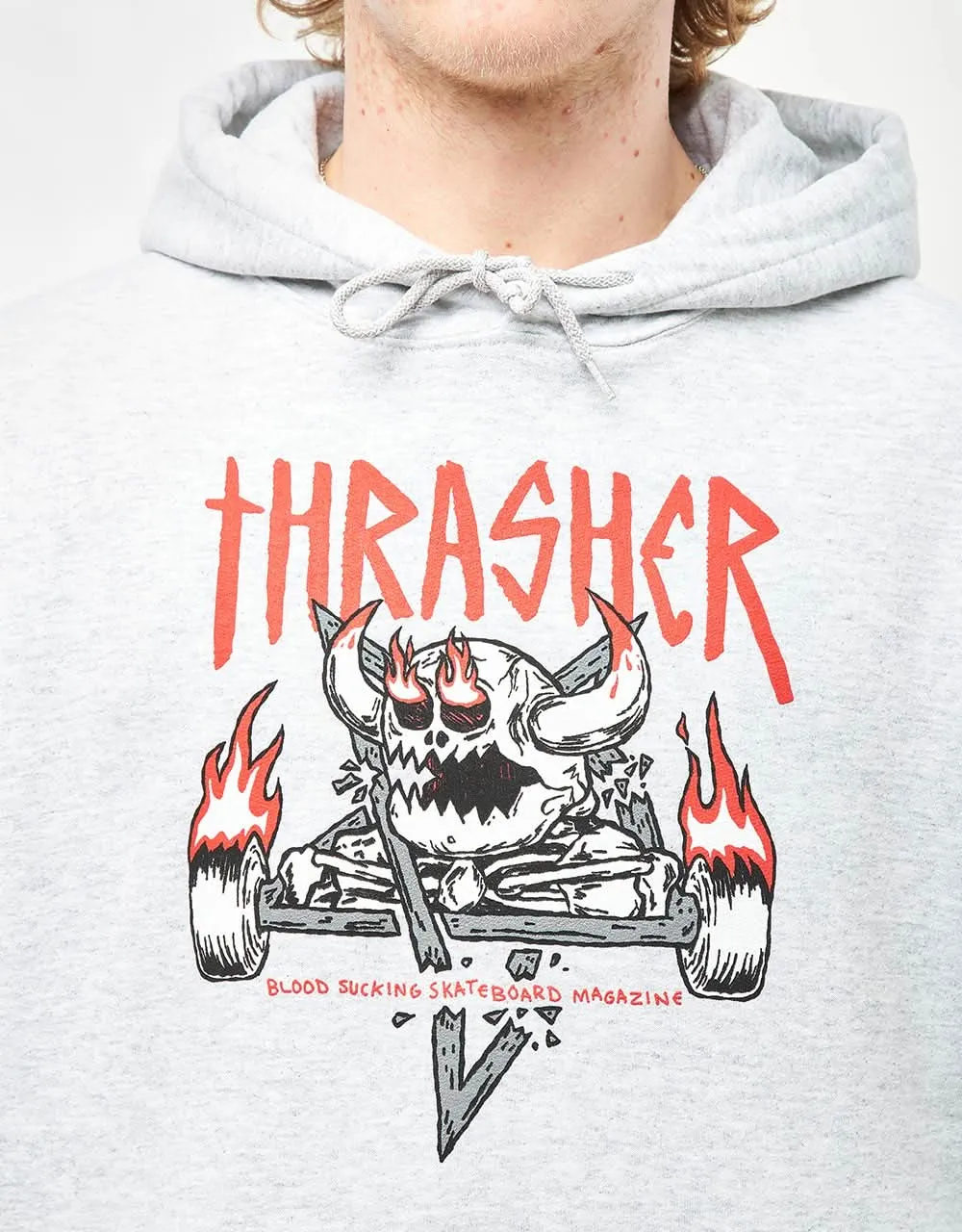 Thrasher x Toy Machine Monster-Gram Pullover Hoodie - Ash Grey