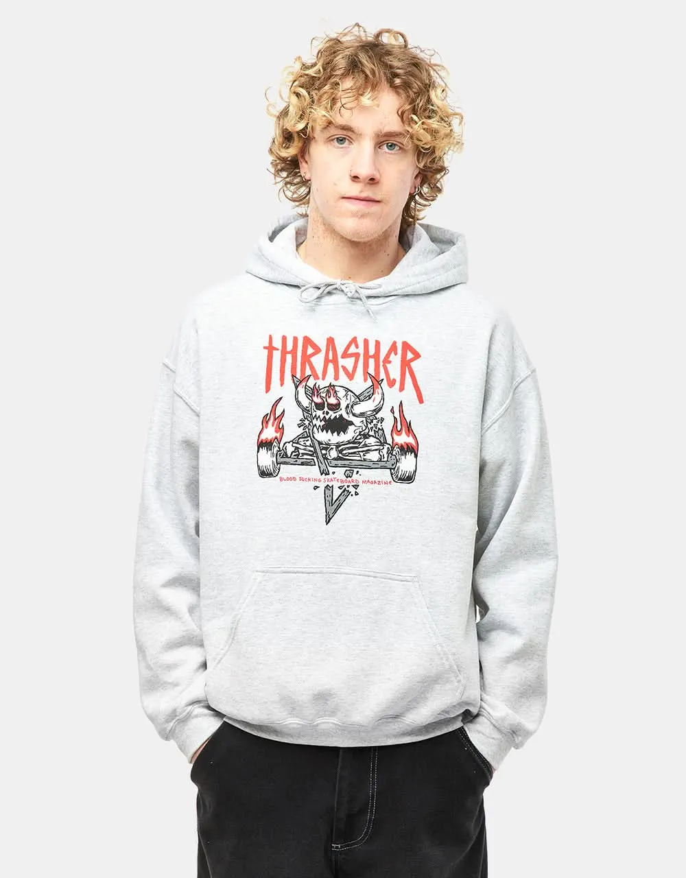 Thrasher x Toy Machine Monster-Gram Pullover Hoodie - Ash Grey