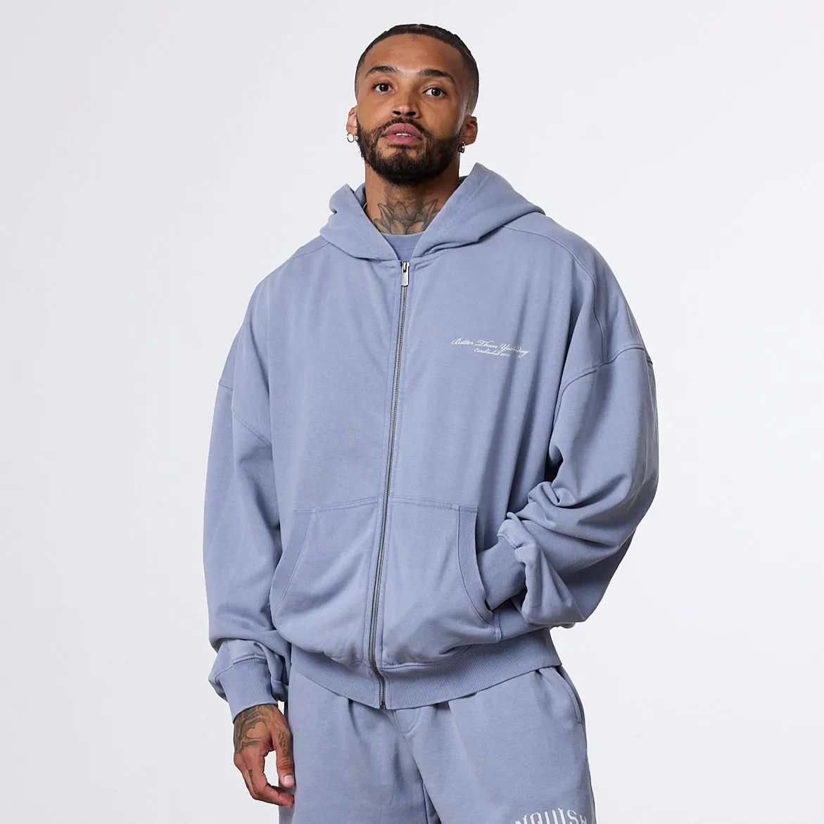 Vanquish Better Than Yesterday Washed Blue Full Zip Hoodie