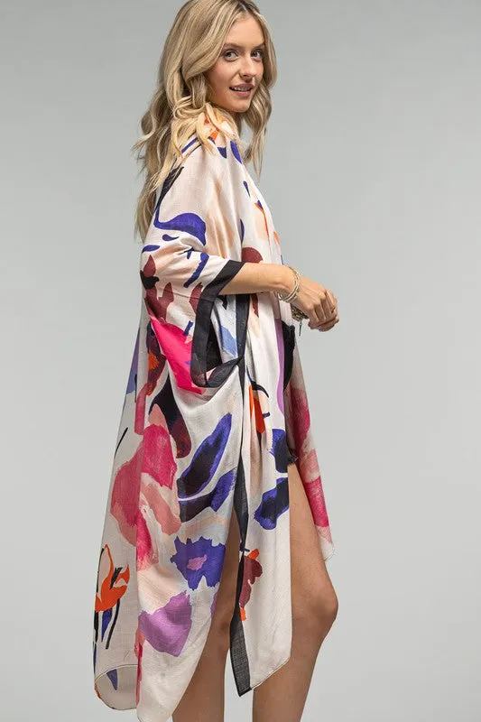 Watercolor Floral Kimono