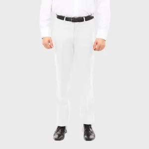 White Slim Fit Flat Front Dress Pants