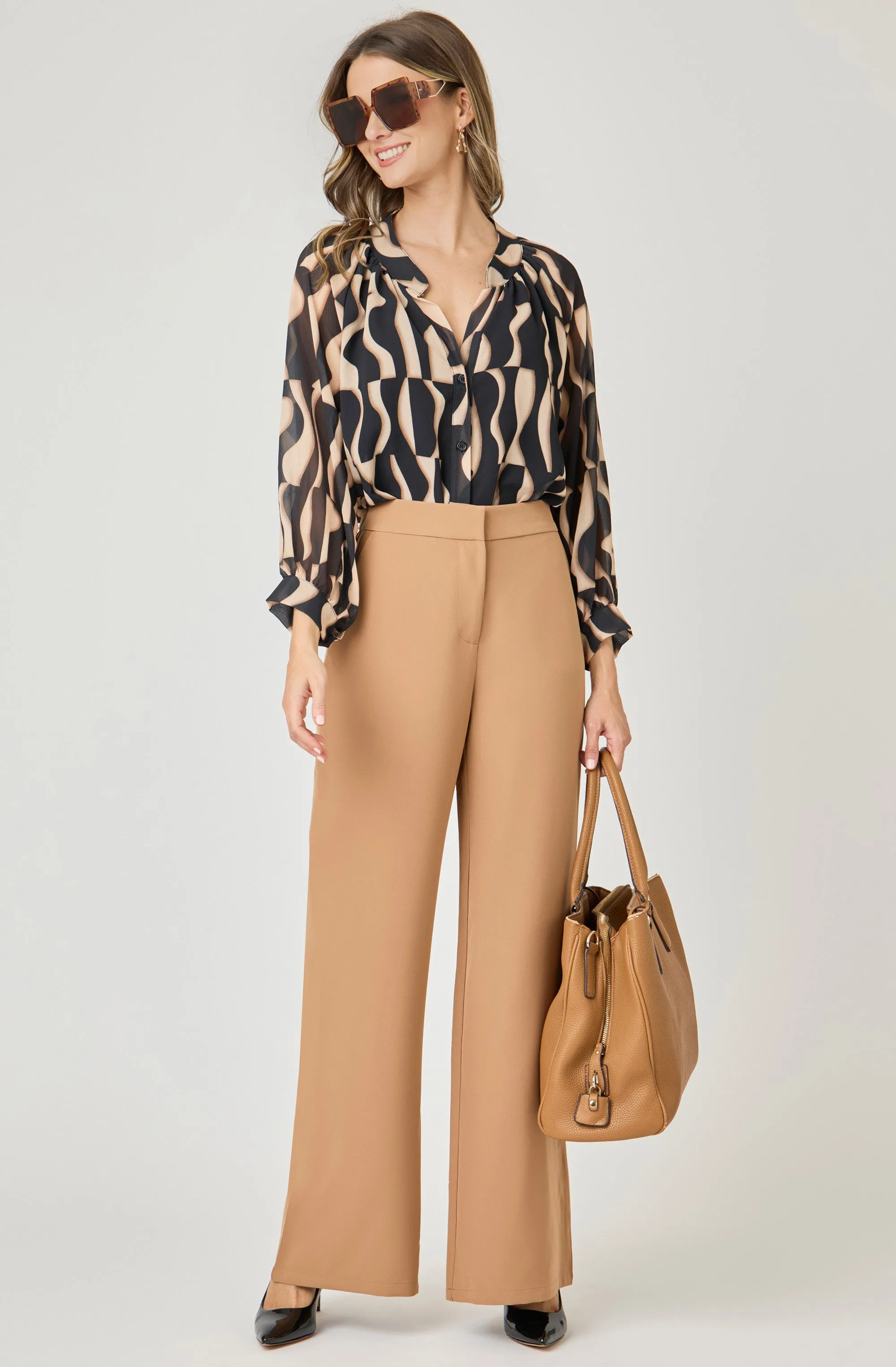 Wide Leg Pant with Elastic Back