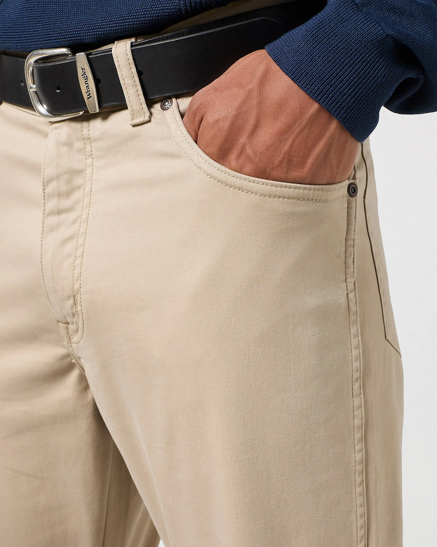 Wrangler Texas SLIM Mens Cotton Satin Trousers - Plaza Taupe