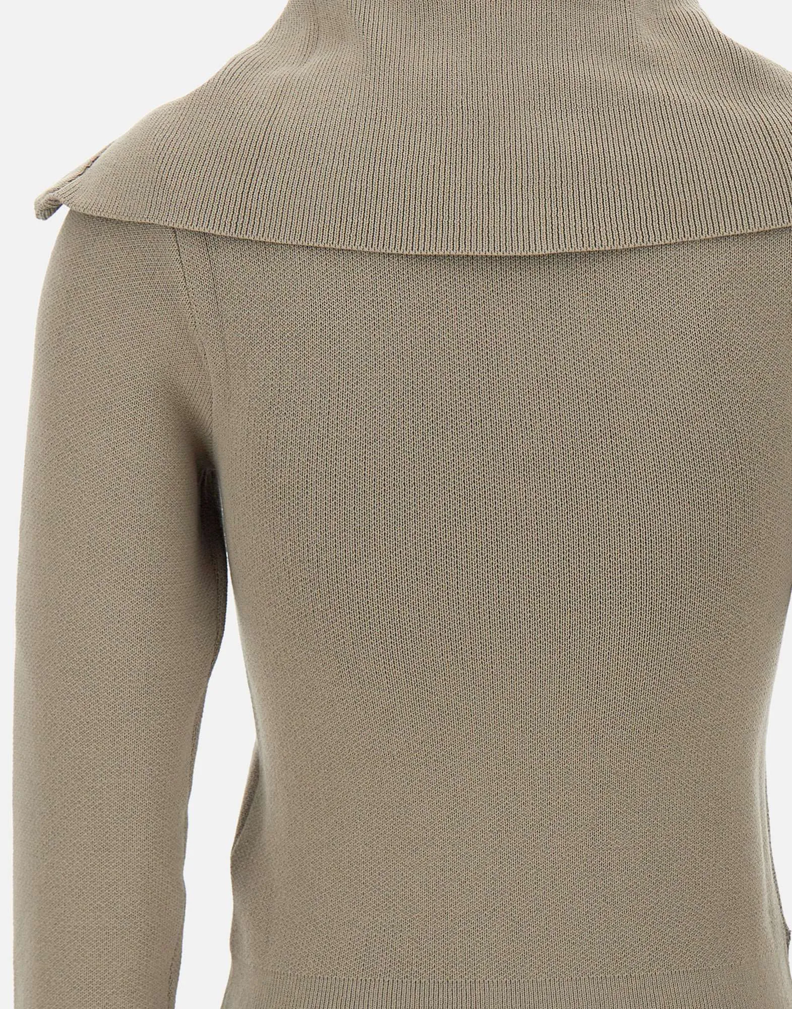 Zipped Collar Wool Blend Sweater