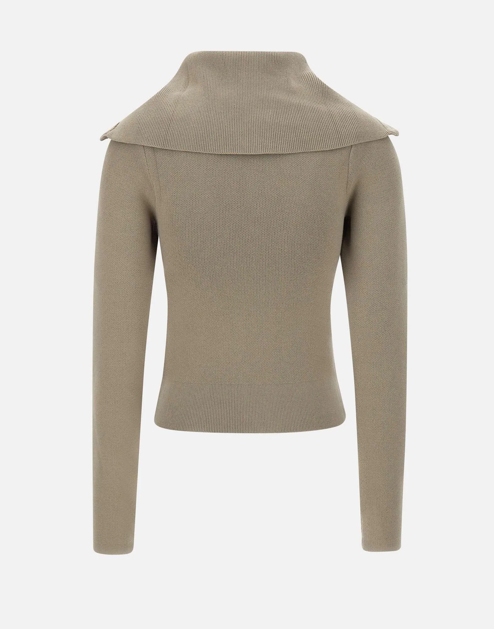 Zipped Collar Wool Blend Sweater